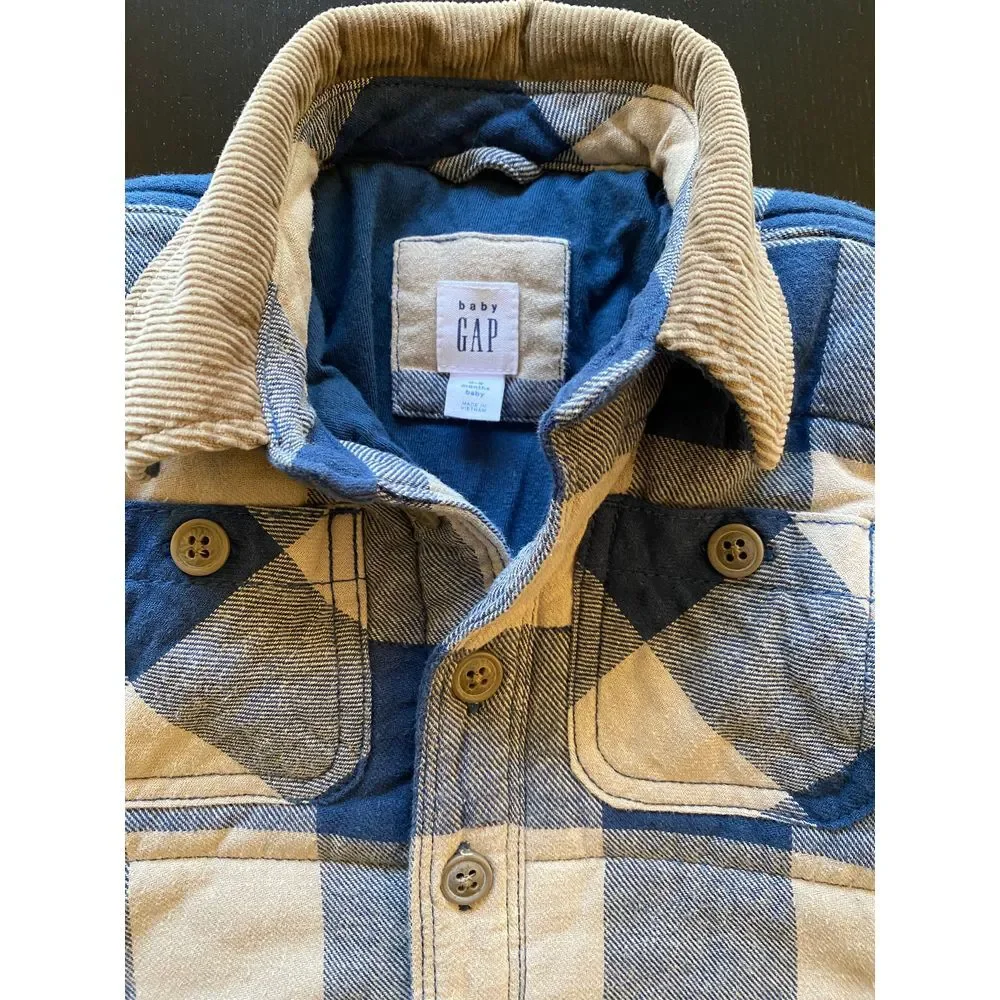 Gap Baby‎ Plaid Shirt Jacket Infant 0-6m Lined Shacket Dad's Little Helper